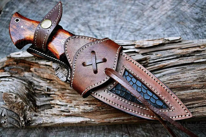 10Custom Handmade Forged Damascus Steel Hunting Knife W/ Wood & Guard Handle Wh 8766 Skinner