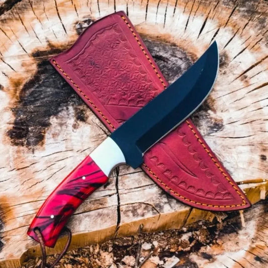 Handmade Damascus Skinner knife - Camping Knife - Wood Handle & Damasc –  White Hills Knives