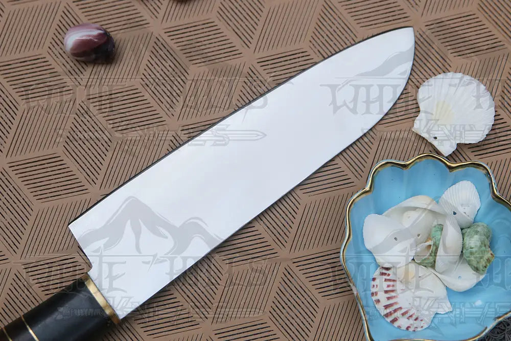 13 Handmade D2 Steel Chef Knife Buffalo Horn Handle With Wood & Brass Spacer
