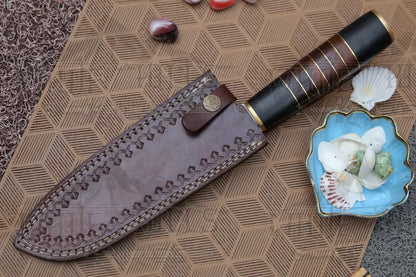 13 Handmade D2 Steel Chef Knife Buffalo Horn Handle With Wood & Brass Spacer