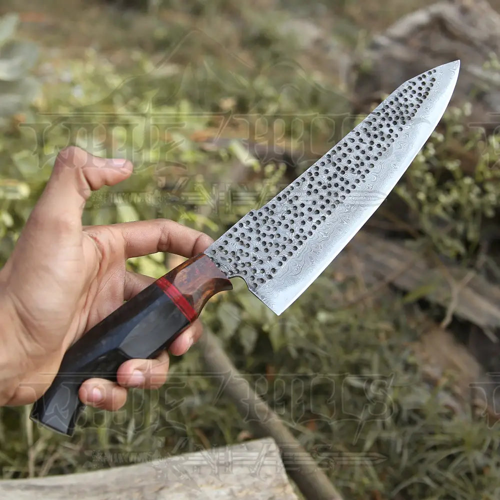 13 Handmade Damascus Steel Forged Chef Knife Horn & Wood Handle
