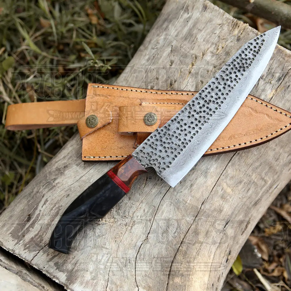 13 Handmade Damascus Steel Forged Chef Knife Horn & Wood Handle