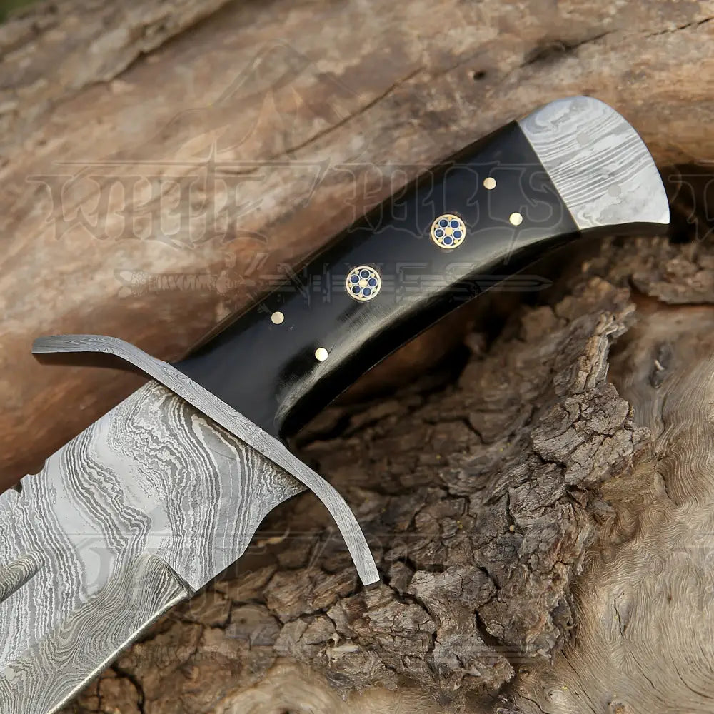 15 Handmade Damascus Steel Bowie Knife- Buffalo Horn Handle Knife