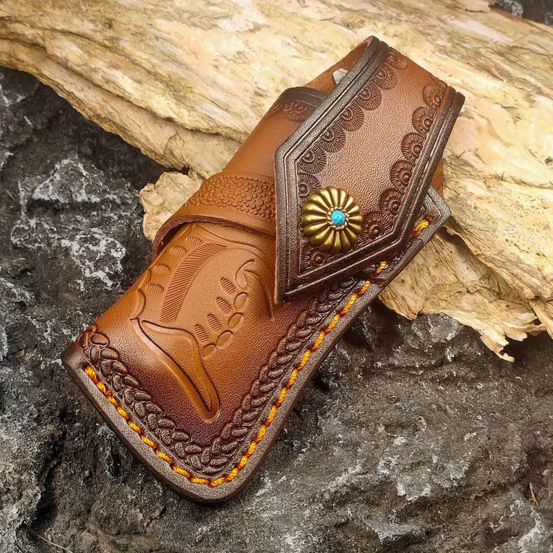 7.8" Handmade Damascus Knife - EDC Folding Pocket Knife - Resin Handle - VG10 Steel Blade