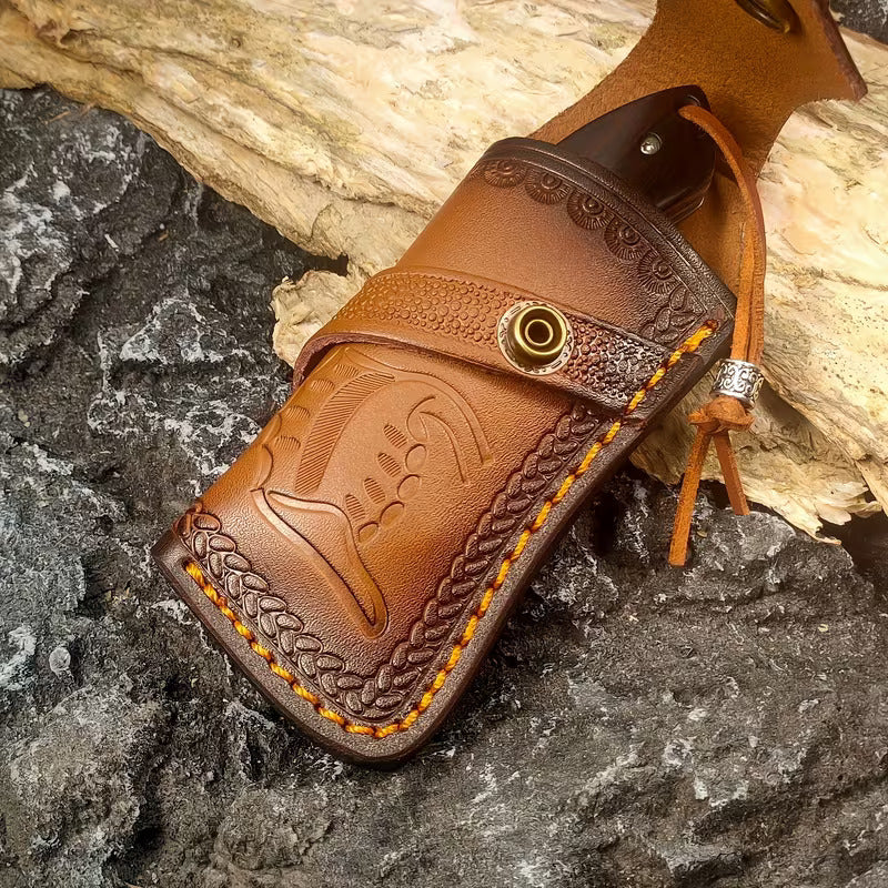 7.8" Handmade Damascus Knife - EDC Folding Pocket Knife - Resin Handle - VG10 Steel Blade