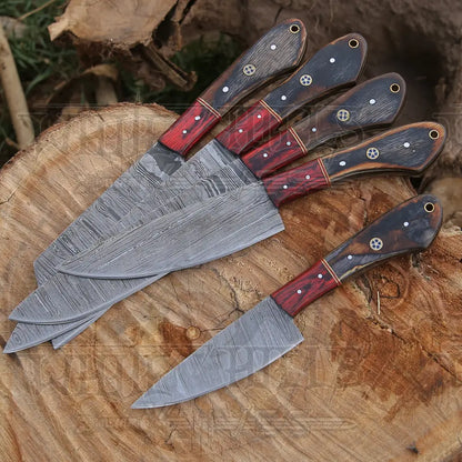 5 Pieces Custom Handmade Damascus Steel Chef Set - Piece Kitchen Knives Home & Garden:kitchen Dining