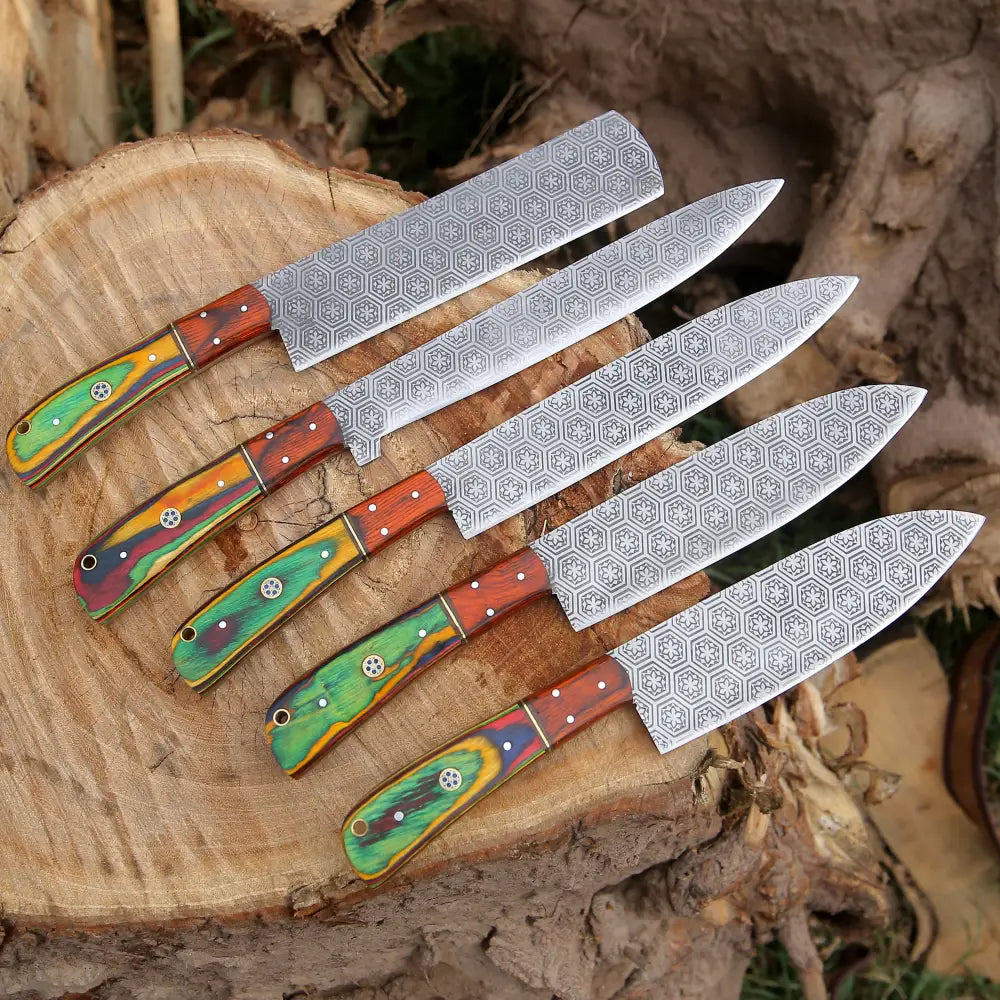 5 Pieces Handmade J2 Steel Chef Set - Piece Kitchen Knives Home & Garden:kitchen Dining Bar:flatware