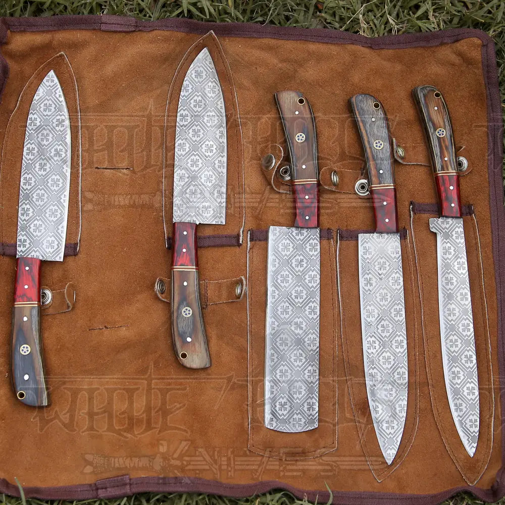 5 Pieces Handmade J2 Steel Chef Set - Piece Kitchen Knives Home & Garden:kitchen Dining Bar:flatware