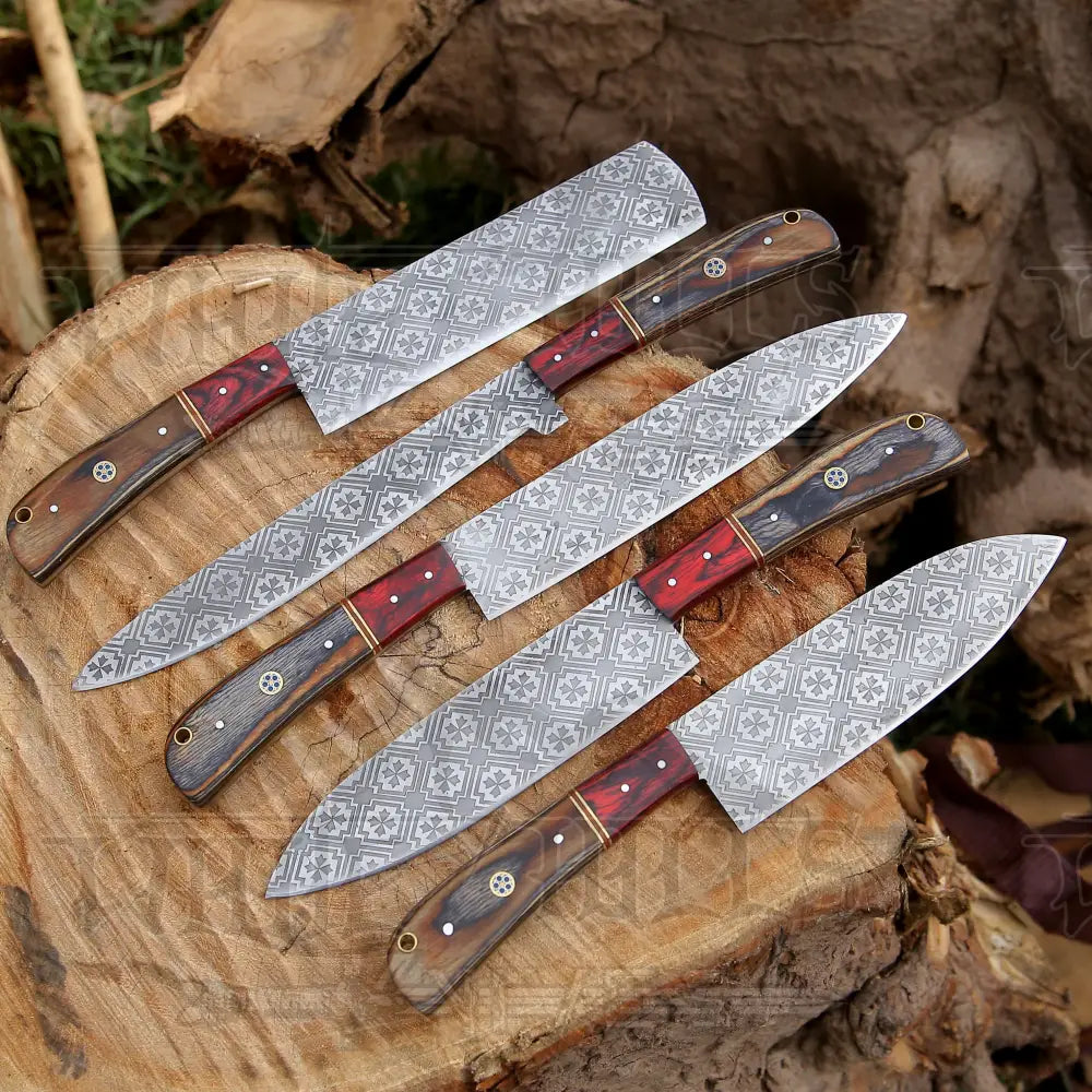 5 Pieces Handmade J2 Steel Chef Set - Piece Kitchen Knives Home & Garden:kitchen Dining Bar:flatware
