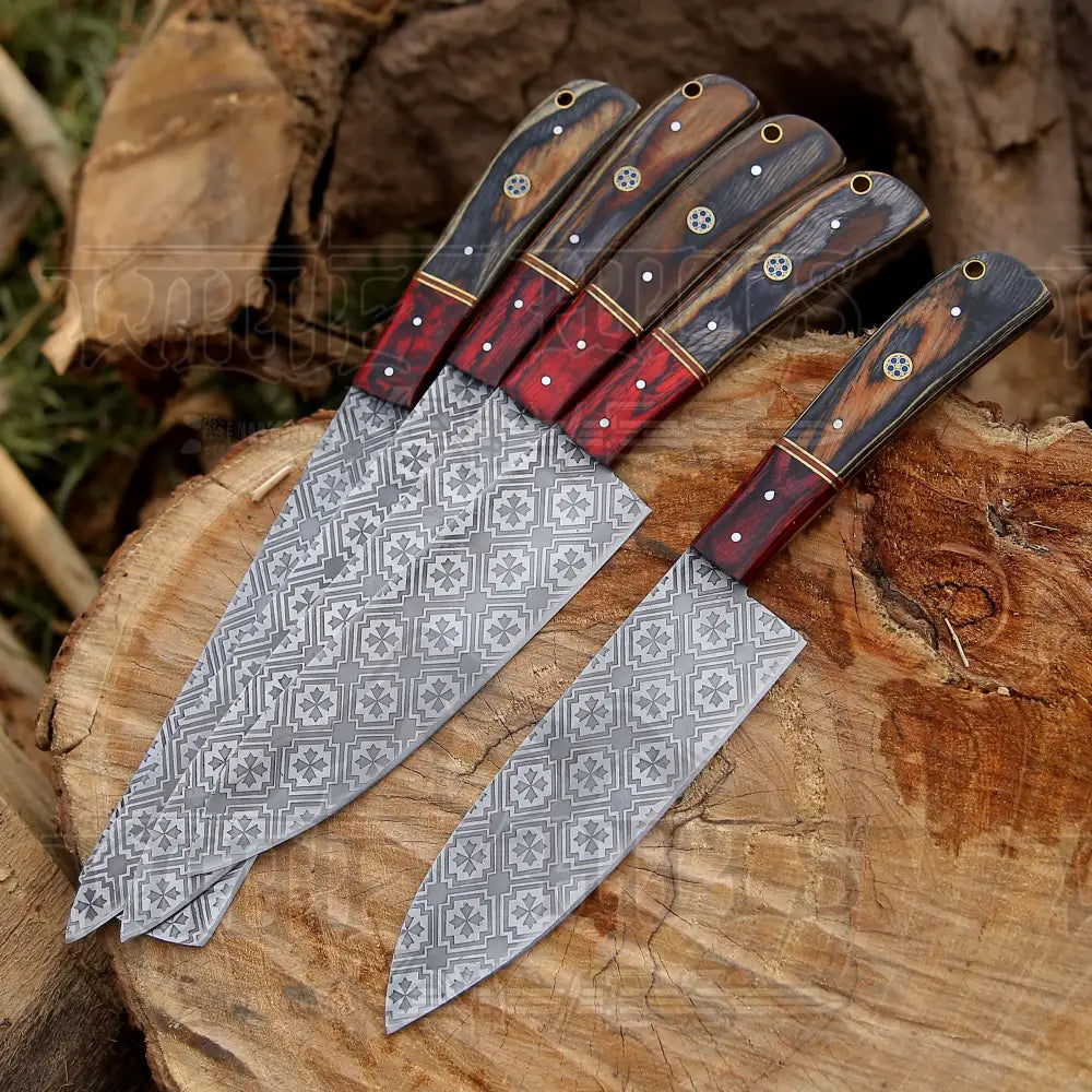 5 Pieces Handmade J2 Steel Chef Set - Piece Kitchen Knives Home & Garden:kitchen Dining Bar:flatware