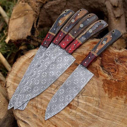 5 Pieces Handmade J2 Steel Chef Set - Piece Kitchen Knives Home & Garden:kitchen Dining Bar:flatware