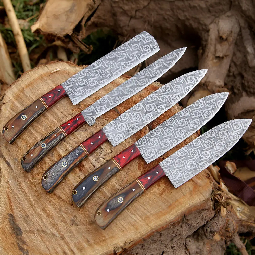 5 Pieces Handmade J2 Steel Chef Set - Piece Kitchen Knives Home & Garden:kitchen Dining Bar:flatware