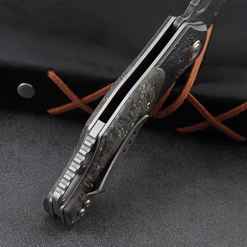 Handmade Damascus Pocket Knife with Pocket Clip - Damascus Steel Folding Blade Knife - VG10 Stainless Damascus Steel