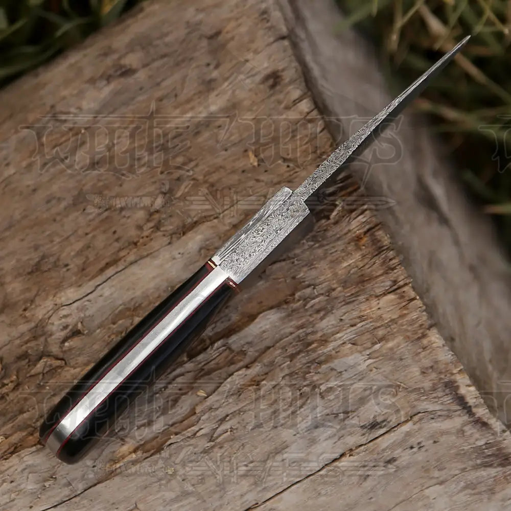 7.25 Handmade Forged Damascus Steel Full Tang Skinner Knife - Buffalo Horn Handle