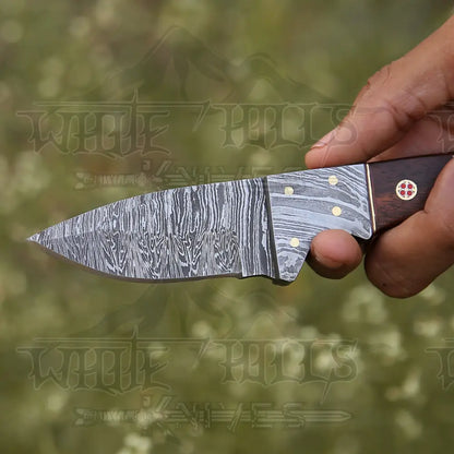 7.25 Handmade Forged Damascus Steel Full Tang Skinner Knife - Dark Wood Handle