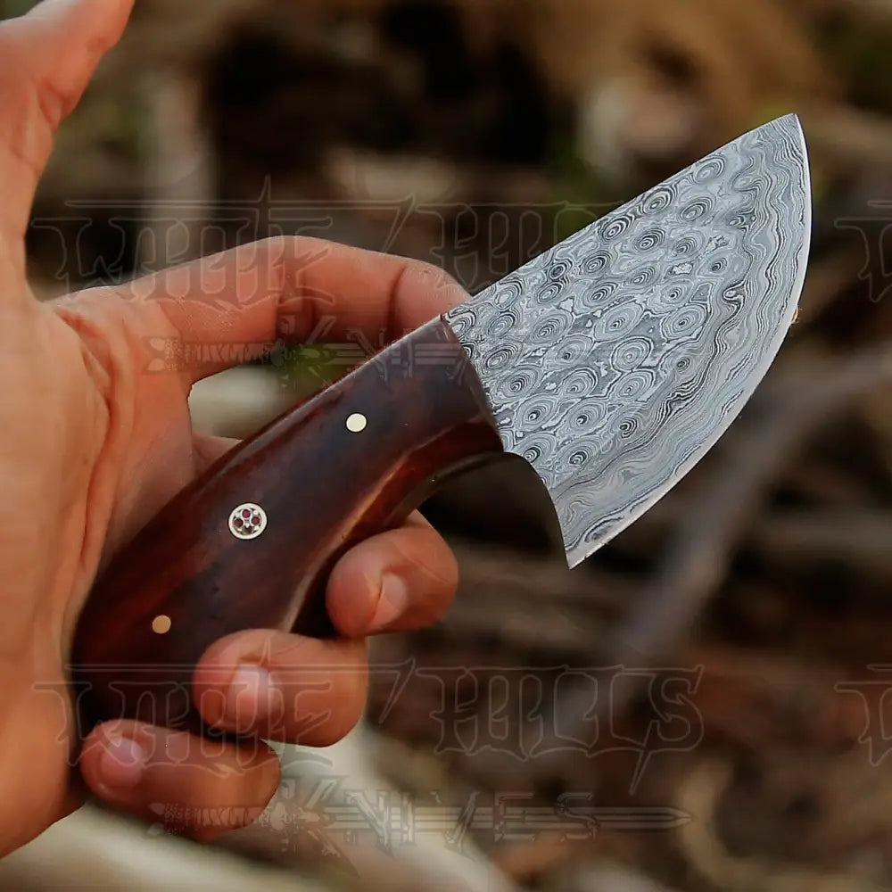 7” Handmade Damascus Steel Skinner Knife - Rosewood Handle Full Tang