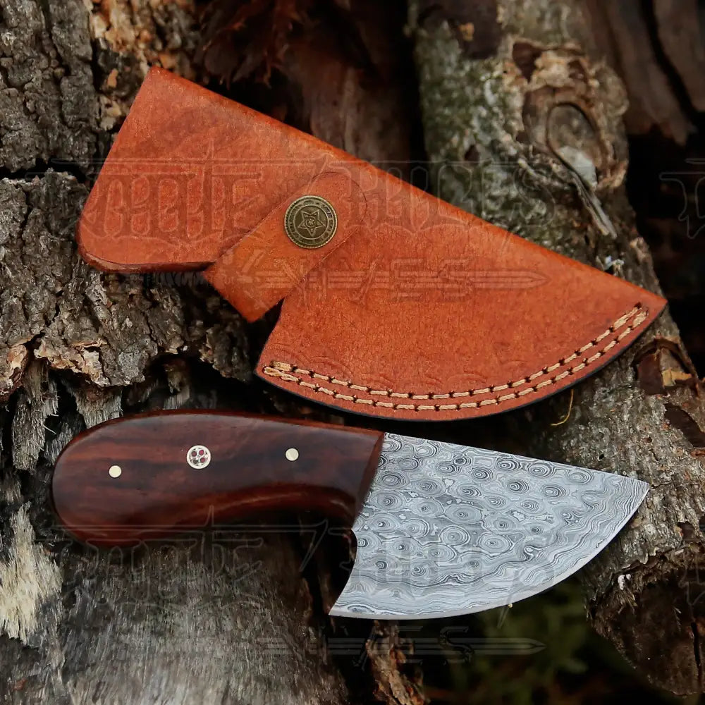 7” Handmade Damascus Steel Skinner Knife - Rosewood Handle Full Tang