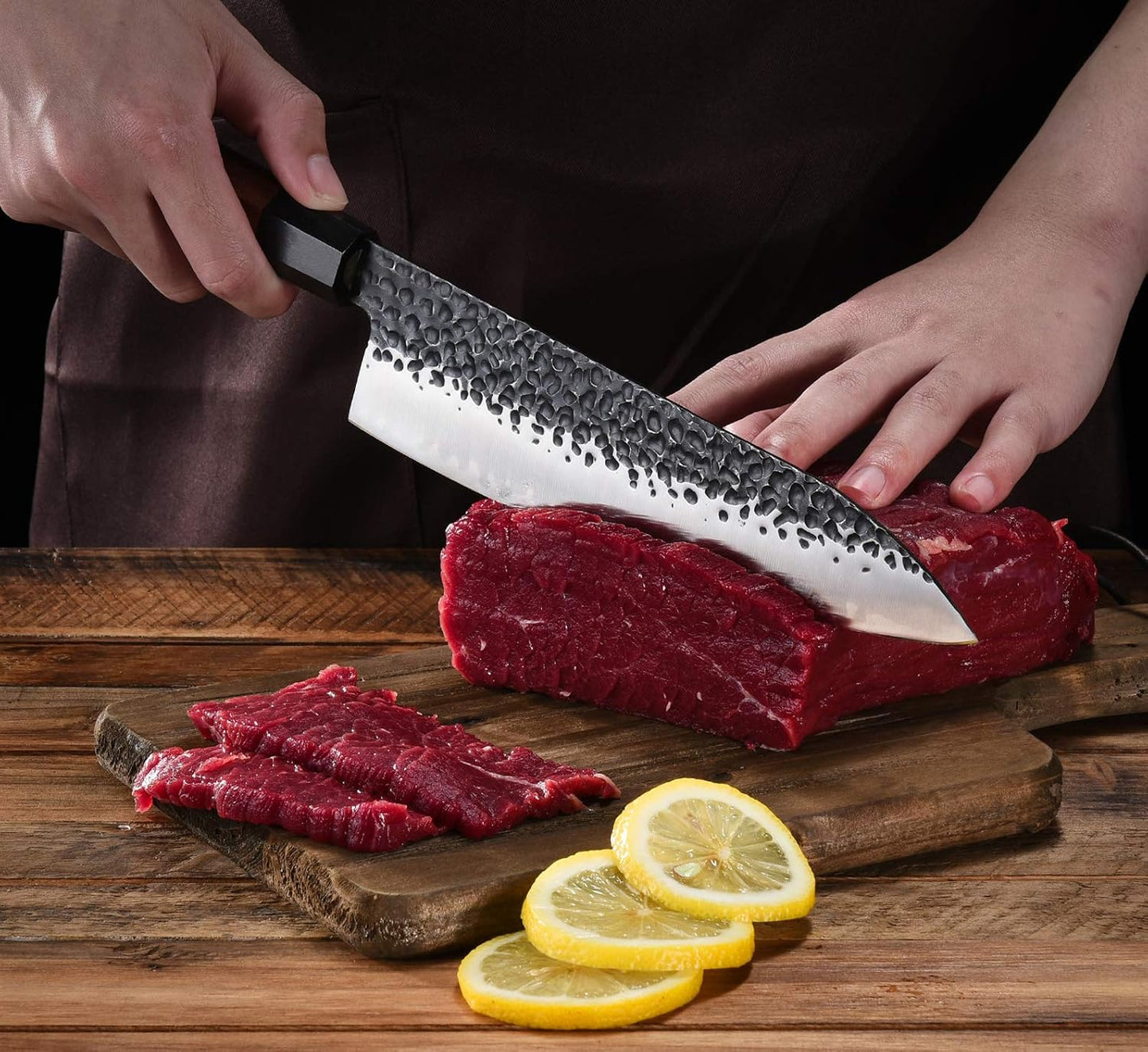 8" Hand-Forged Carbon Steel Japanese Chef Knife | Ebony Wood Handle White Hill Knives