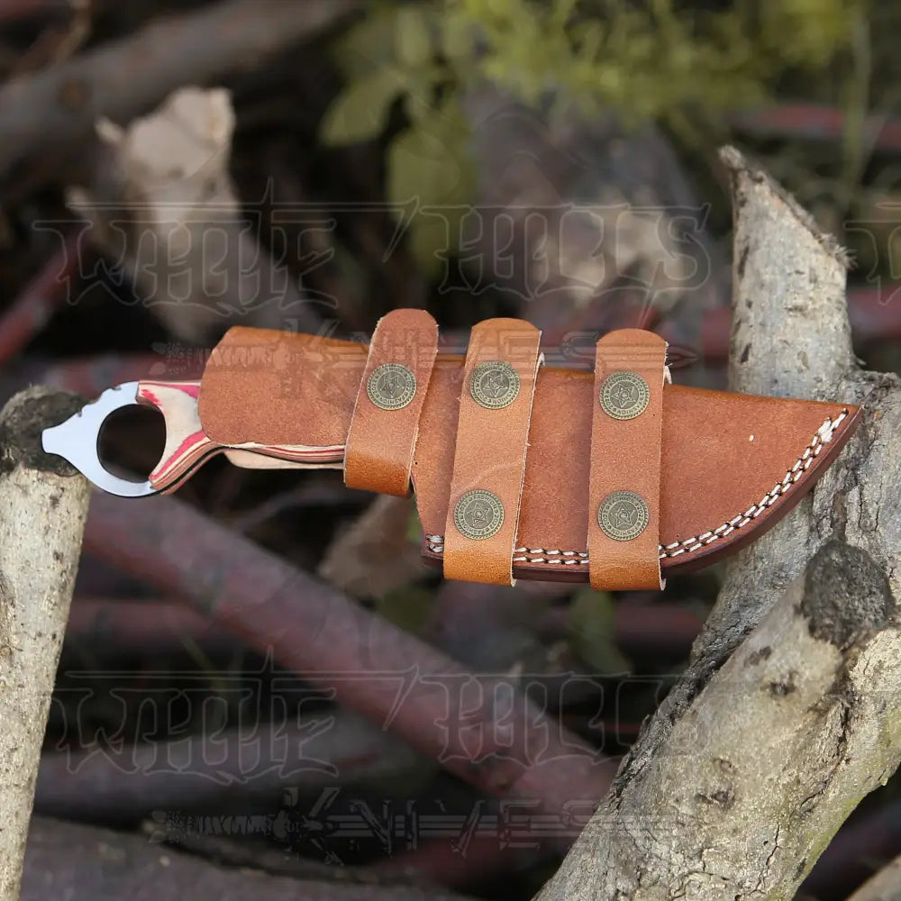 9 Hand Forged D2 Steel Full Tang Skinner Knife - Gut Hook Stained Wood Handle Collectibles:knives