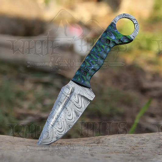 9 Hand Forged Damascus Steel Full Tang Skinner Knife - Colored Resin Handle Collectibles:knives
