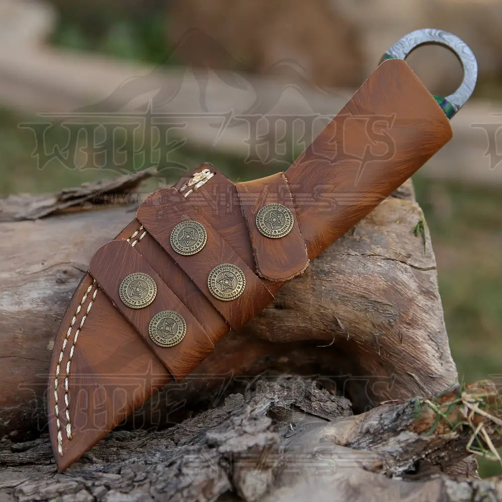 9 Hand Forged Damascus Steel Full Tang Skinner Knife - Colored Resin Handle Collectibles:knives