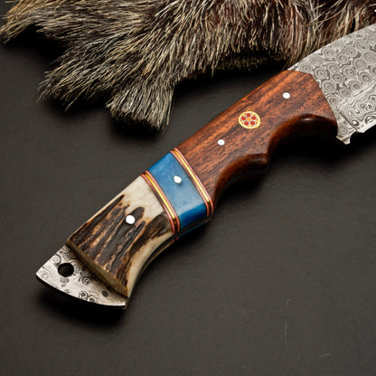 Custom Hand Forged Damascus Steel Hunting Knife EDC-Fixed blade knife - Damascus Gut Hook Knife White Hills Knives