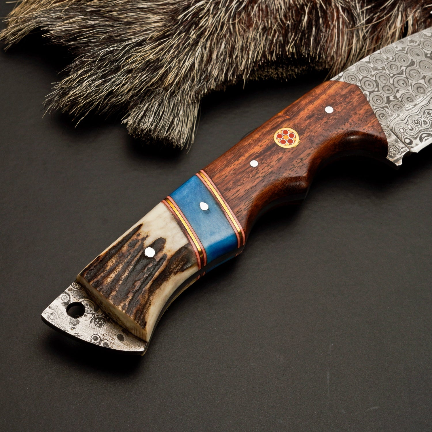 Custom Hand Forged Damascus Steel Hunting Knife EDC-Fixed blade knife - Damascus Gut Hook Knife White Hills Knives