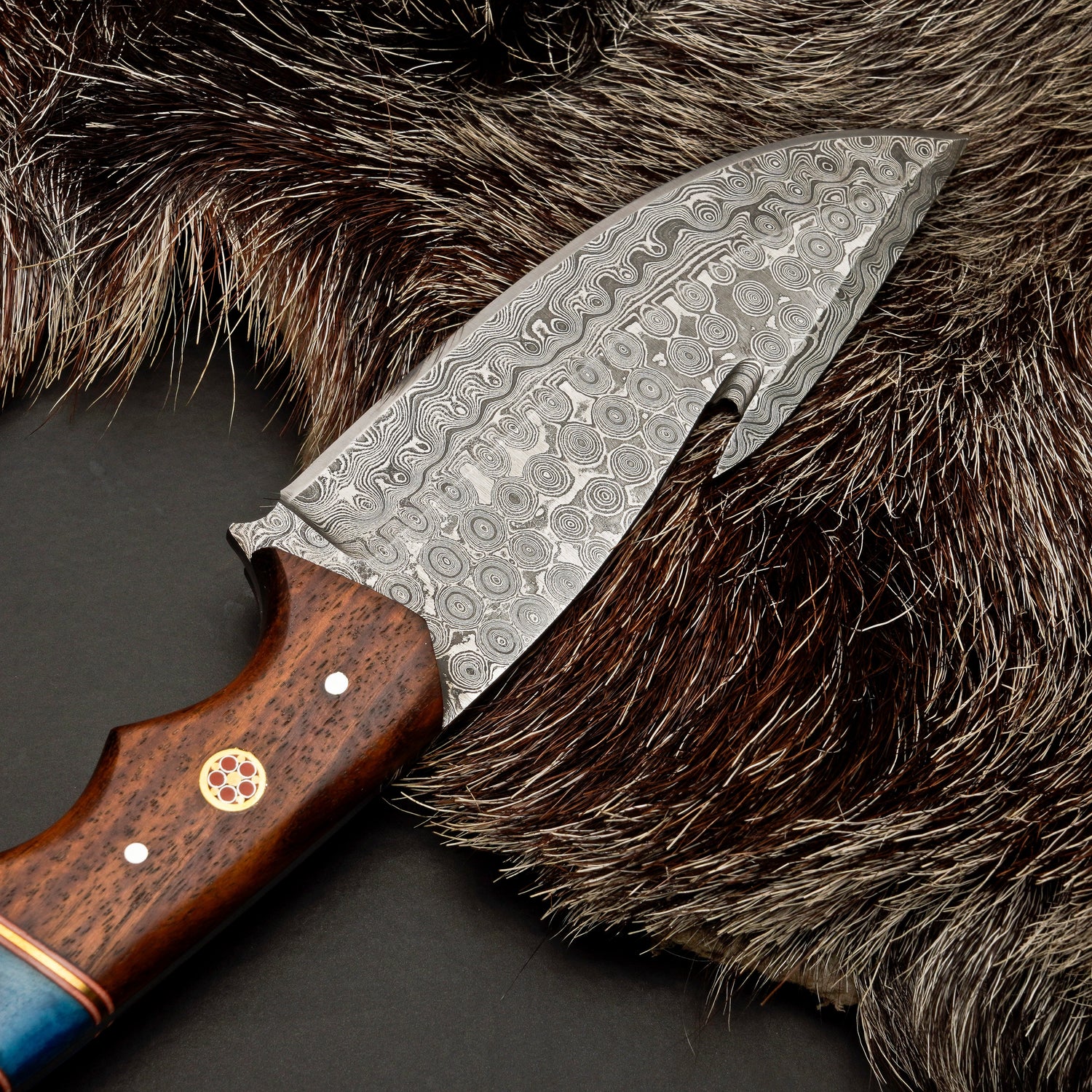 Custom Hand Forged Damascus Steel Hunting Knife EDC-Fixed blade knife - Damascus Gut Hook Knife White Hills Knives