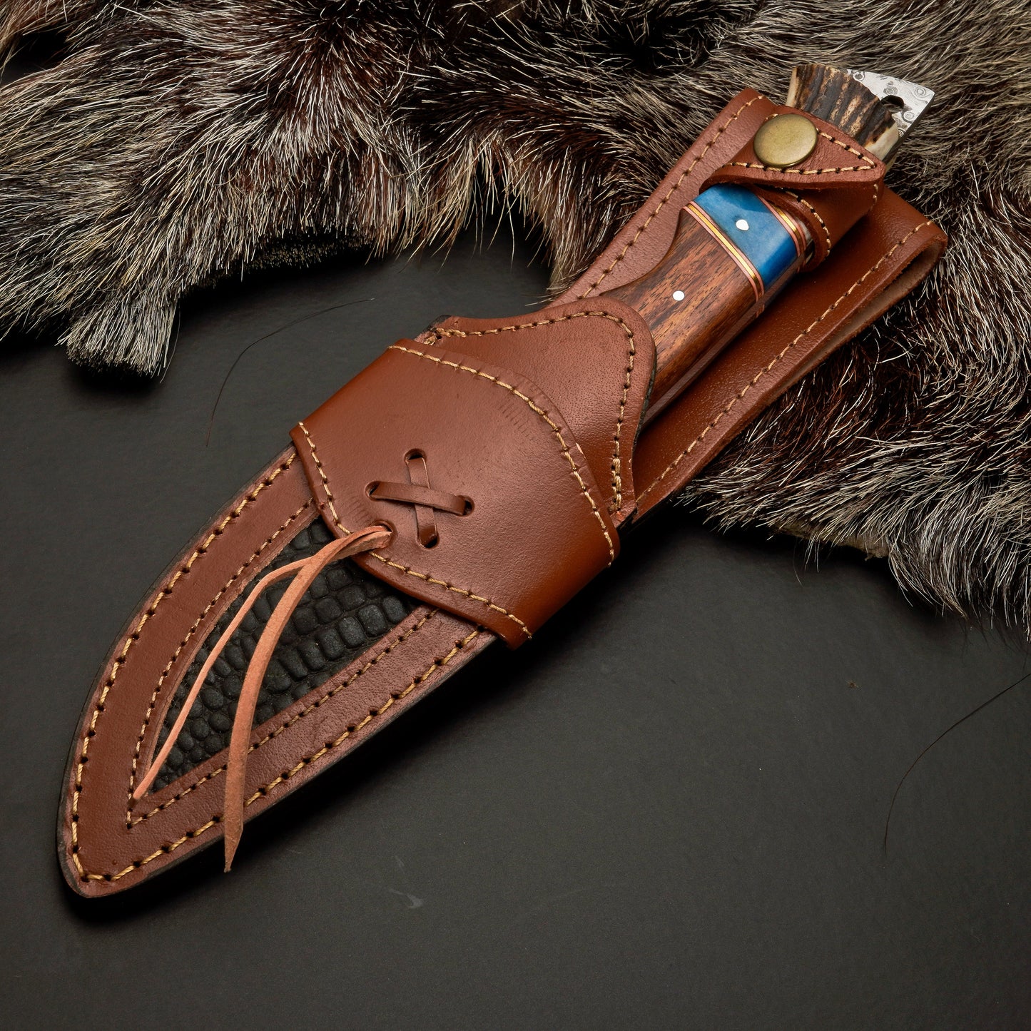 Custom Hand Forged Damascus Steel Hunting Knife EDC-Fixed blade knife - Damascus Gut Hook Knife White Hills Knives