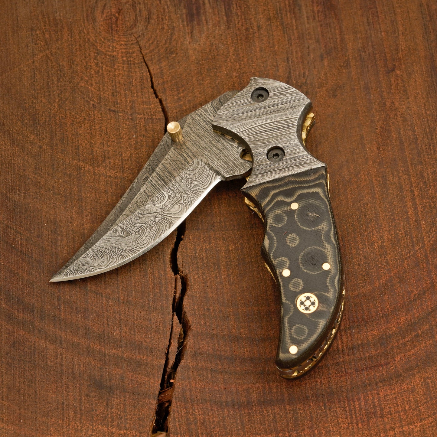 Handmade Damascus Pocket Knife with Pocket Clip - Damascus Bolster With Colored Resin Handle 3541-CP White Hills Knives