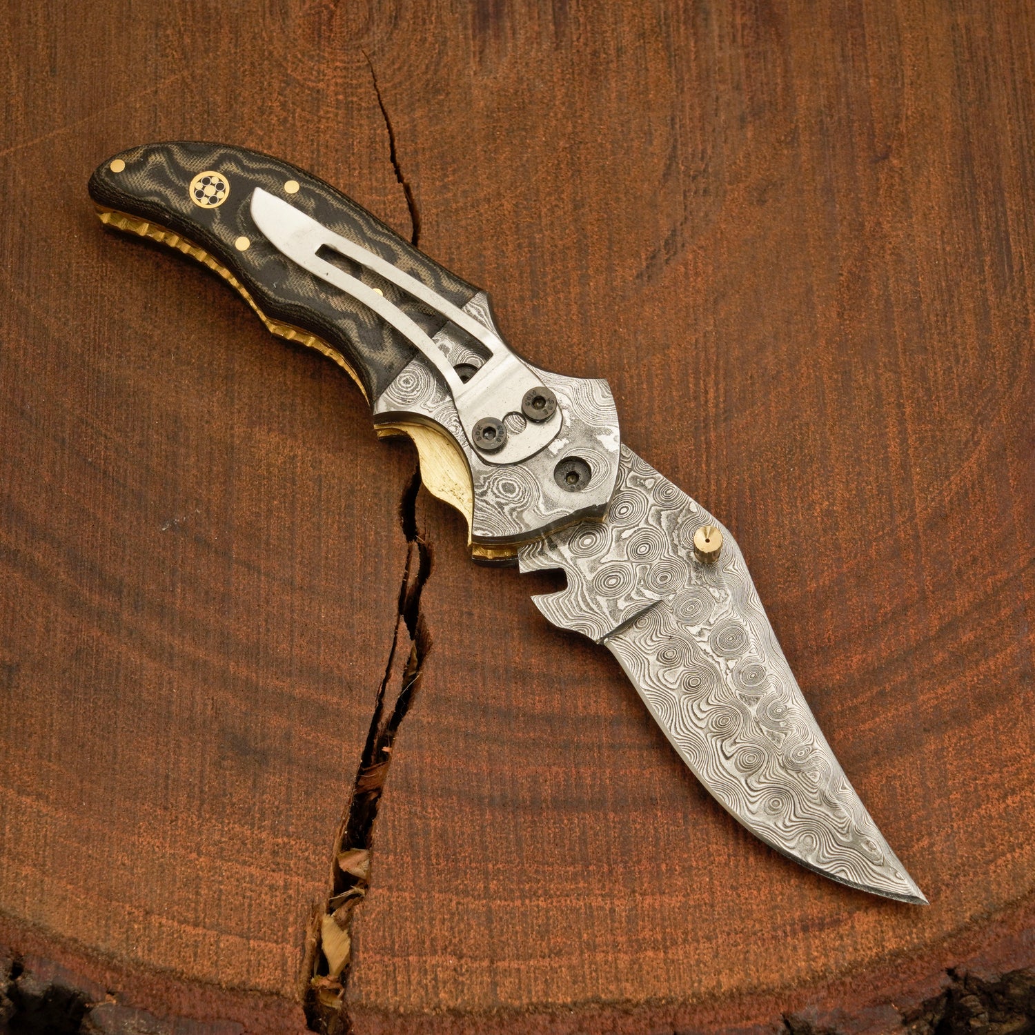 Handmade Damascus folding pocket knife with clip - Raindrop Pattern WH 3542-CP White Hills Knives