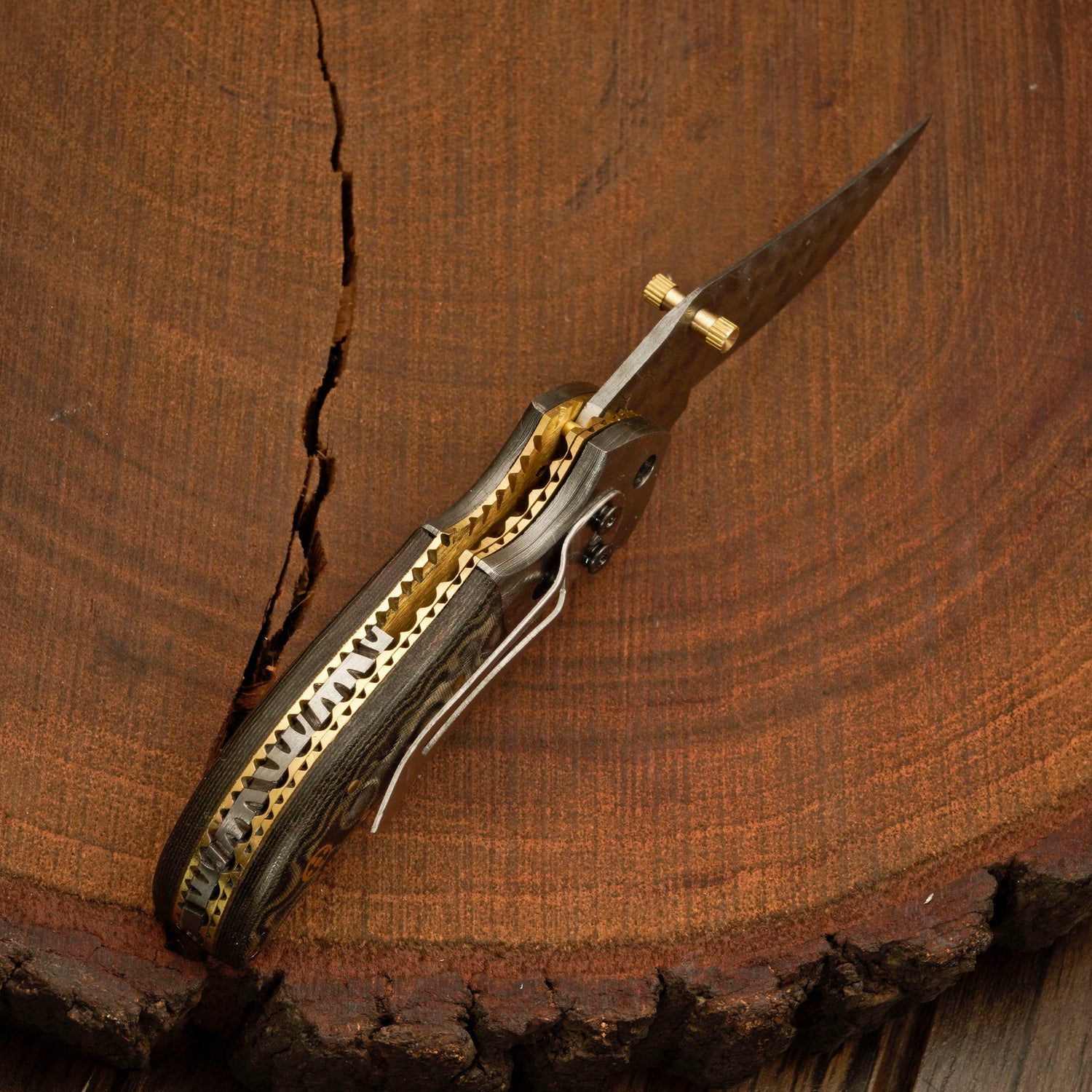 Handmade Damascus folding pocket knife with clip - Raindrop Pattern WH 3542-CP White Hills Knives
