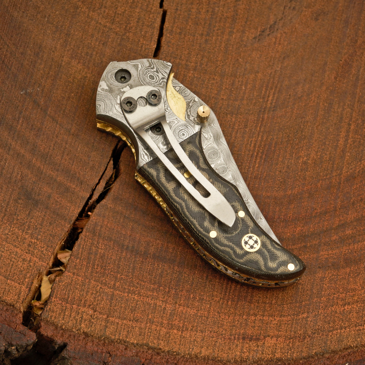Handmade Damascus folding pocket knife with clip - Raindrop Pattern WH 3542-CP White Hills Knives