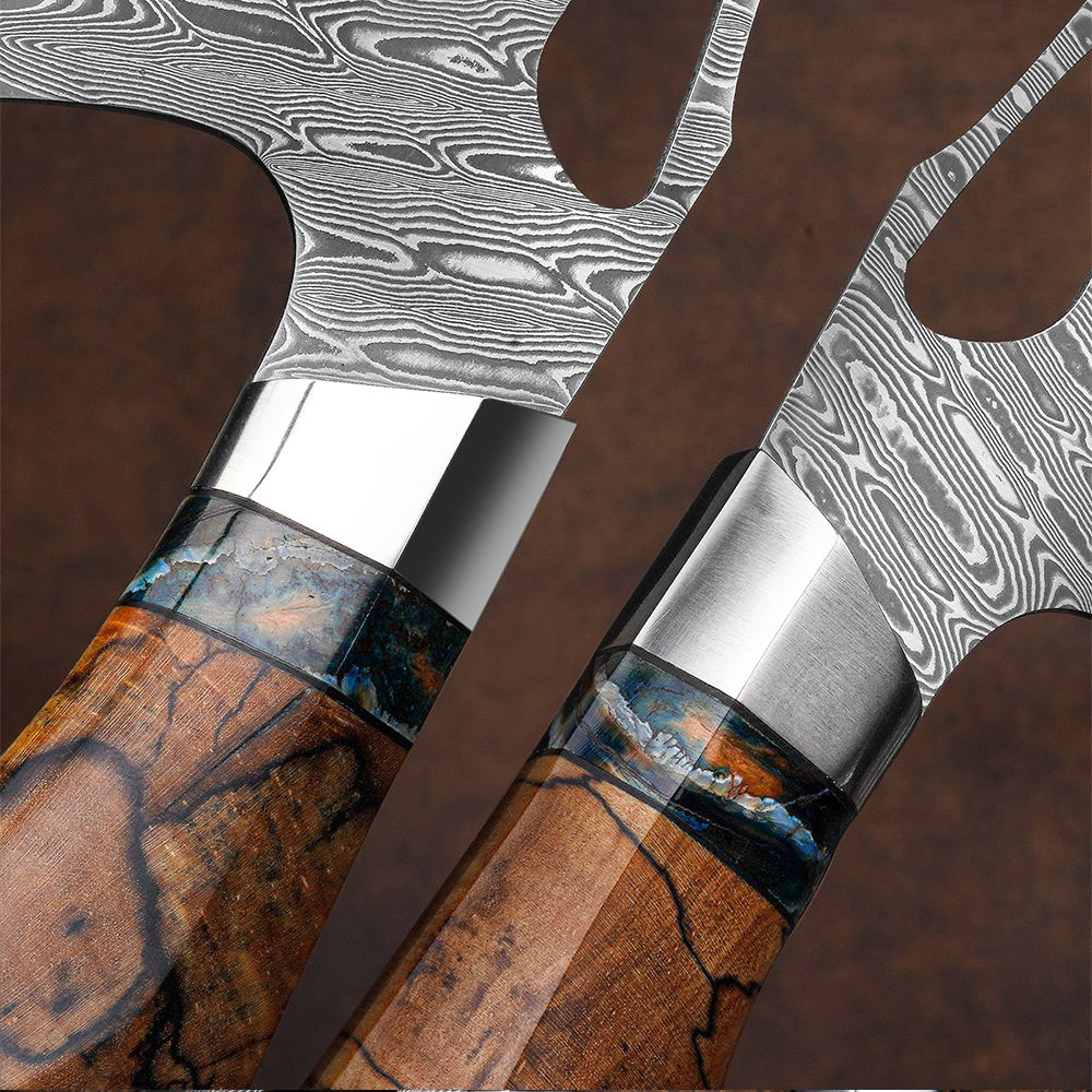 VG10 Damascus Chef Knife – 73 Layer Japanese Chef Knife with Stabilized Wood Handle & Leather Sheath