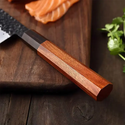 8" Hand-Forged Carbon Steel Japanese Chef Knife | Ebony Wood Handle White Hill Knives