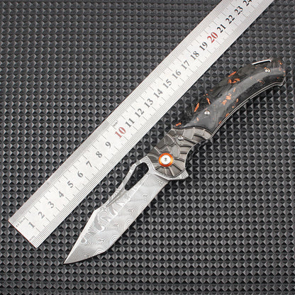 Hand-Forged Damascus Pocket Folding Knife with Pocket Clip - Premium VG-10 Damascus Steel Blade White Hills Knives