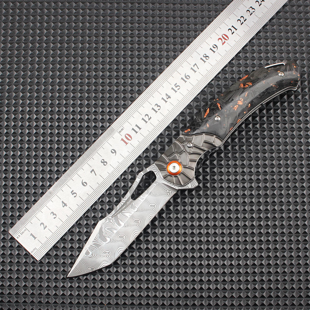 Hand Forged Damascus Pocket Folding Knife with Pocket Clip - Premium VG-10 Damascus Steel Blade