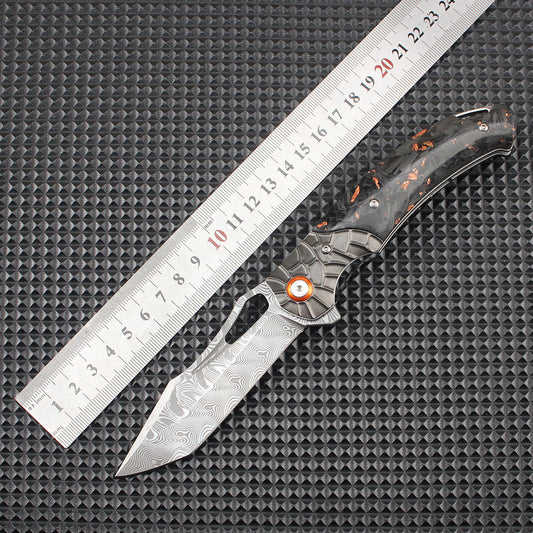 Hand Forged Damascus Pocket Folding Knife with Pocket Clip - Premium VG-10 Damascus Steel Blade