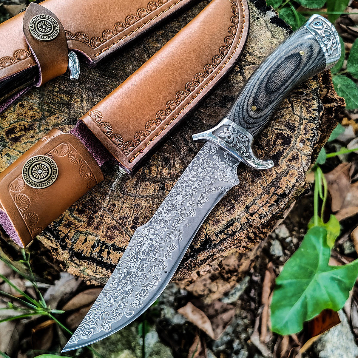 Custom Hand Forged Damascus Steel Hunting Knife EDC-Fixed blade knife White Hills Knives