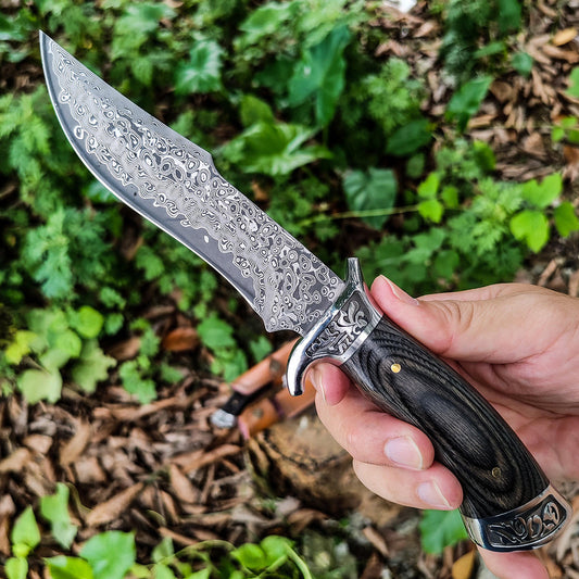 Custom Hand Forged Damascus Steel Hunting Knife EDC-Fixed blade knife White Hills Knives