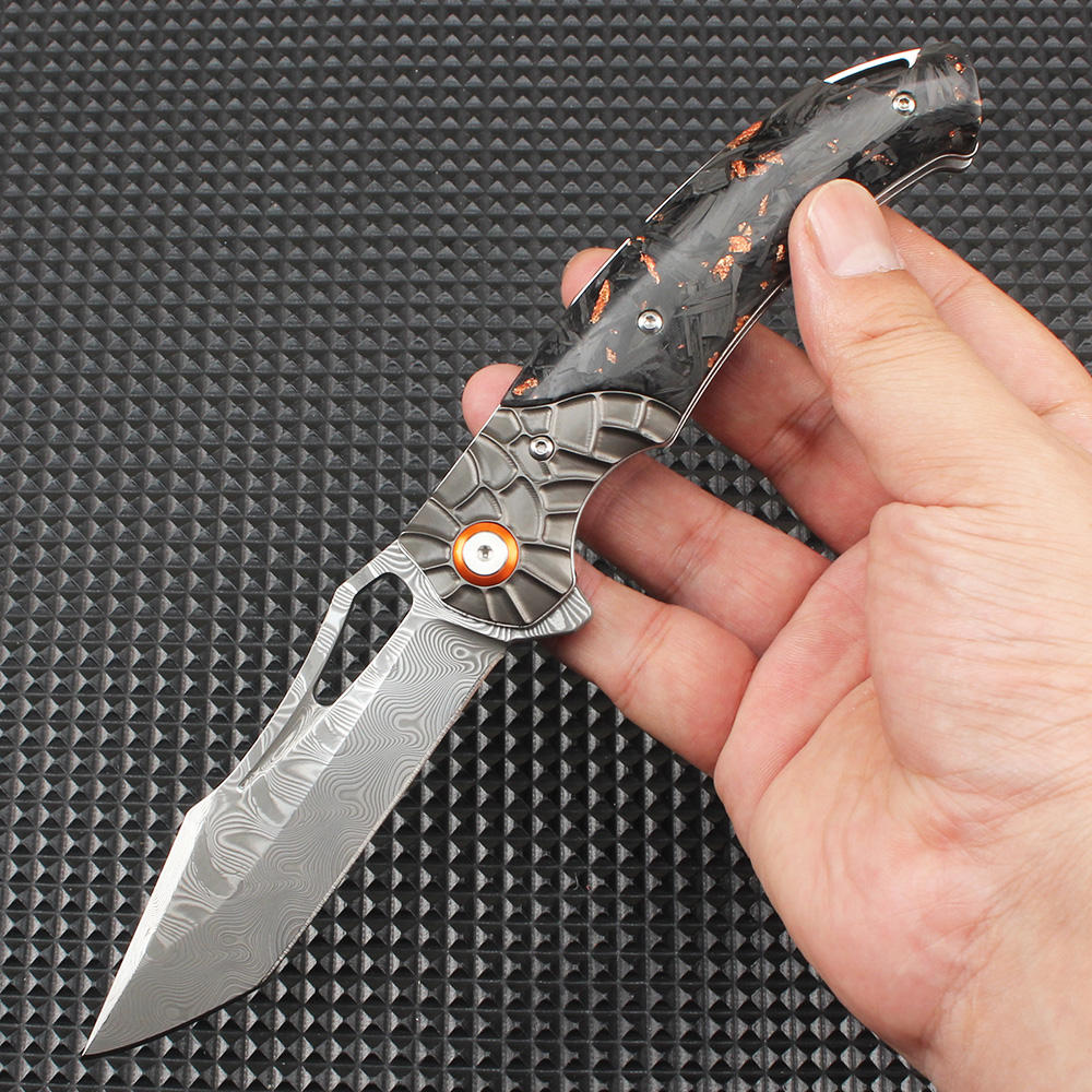 Hand Forged Damascus Pocket Folding Knife with Pocket Clip - Premium VG-10 Damascus Steel Blade