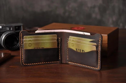 Handmade Leather Wallet For Men - Bifold Wallet - Full Grain Leather White Hills Knives