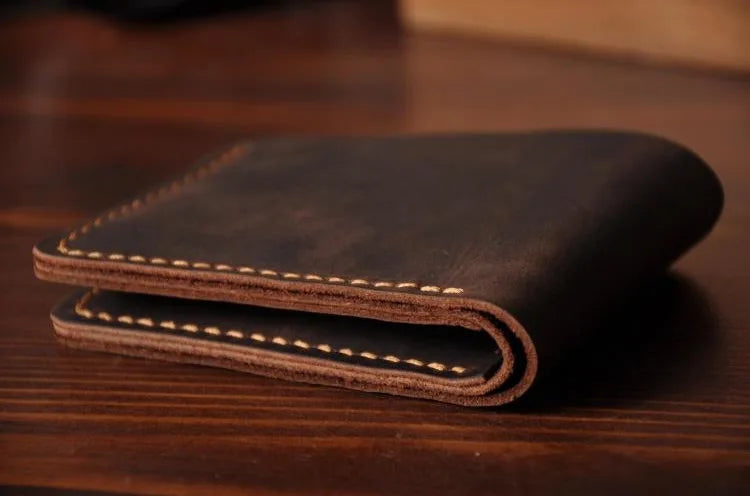 Handmade Leather Wallet For Men - Bifold Wallet - Full Grain Leather White Hills Knives