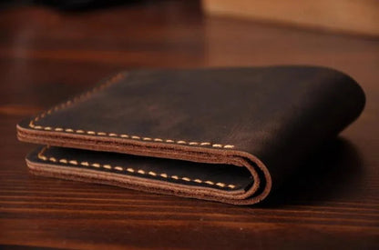 Handmade Leather Wallet For Men - Bifold Wallet - Full Grain Leather White Hills Knives