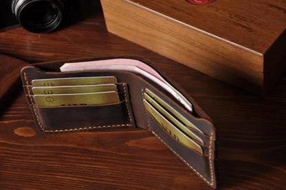 Handmade Leather Wallet For Men - Bifold Wallet - Full Grain Leather White Hills Knives