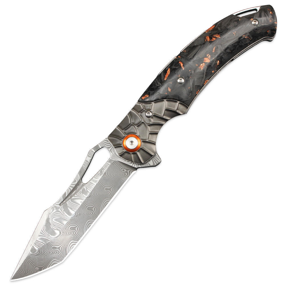 Hand Forged Damascus Pocket Folding Knife with Pocket Clip - Premium VG-10 Damascus Steel Blade