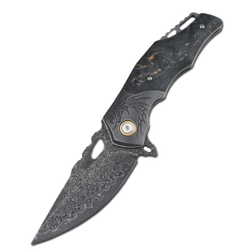 Handmade Damascus Pocket Knife with Pocket Clip - Damascus Steel Folding Blade Knife - VG10 Stainless Damascus Steel