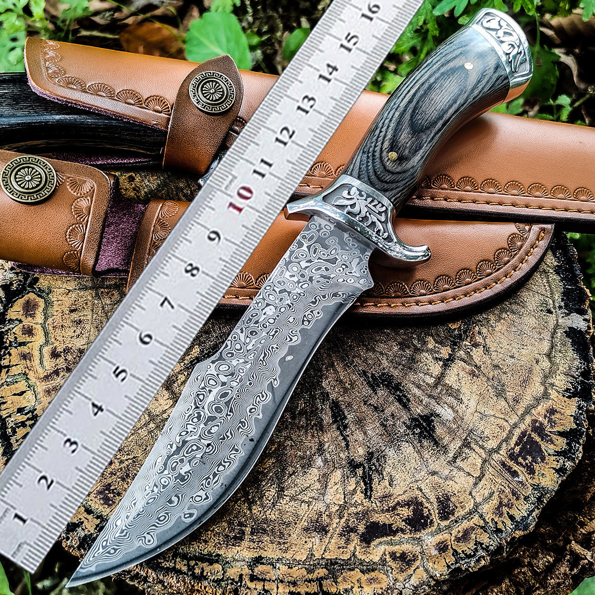 Custom Hand Forged Damascus Steel Hunting Knife EDC-Fixed blade knife White Hills Knives