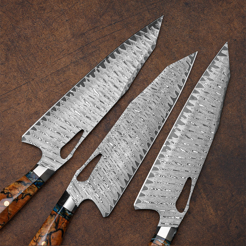 VG10 Damascus Chef Knife – 73 Layer Japanese Chef Knife with Stabilized Wood Handle & Leather Sheath
