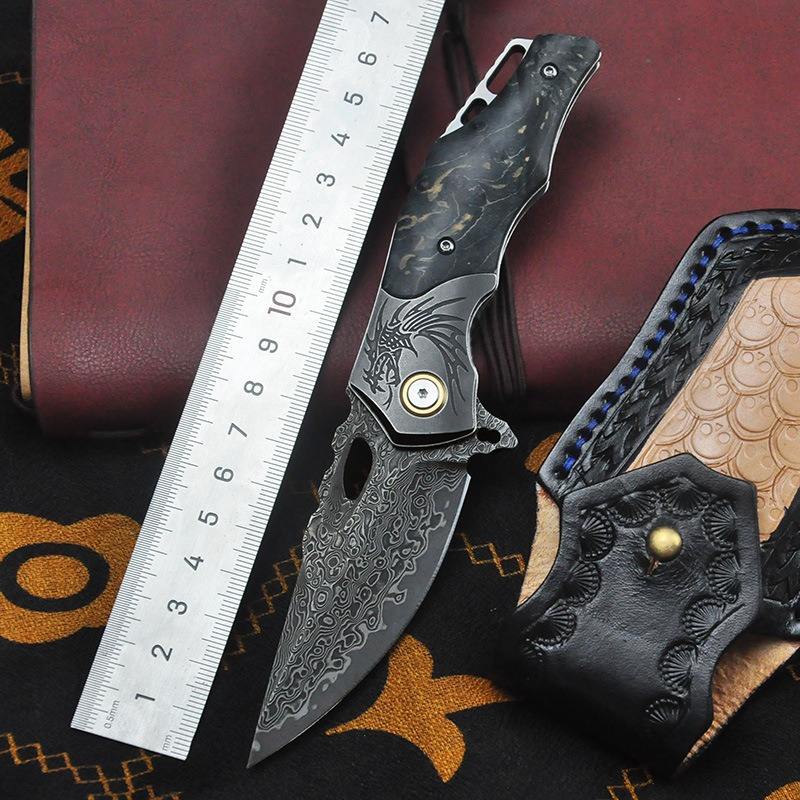 Handmade Damascus Pocket Knife with Pocket Clip - Damascus Steel Folding Blade Knife - VG10 Stainless Damascus Steel